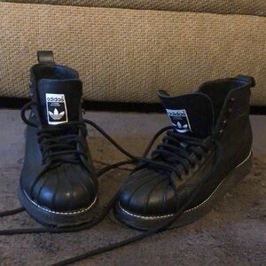 Adidas Black Leather Sneakers